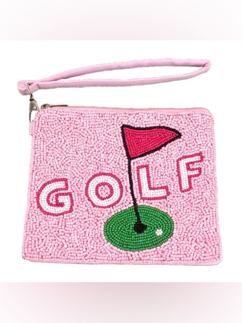 Golf Pink Beaded Wristlet